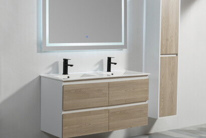 La mobilia del bagno sospeso ideale per ottenere lo stoccaggio.